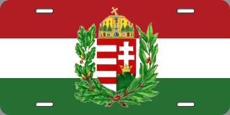 Hungarian flag with crest license plate