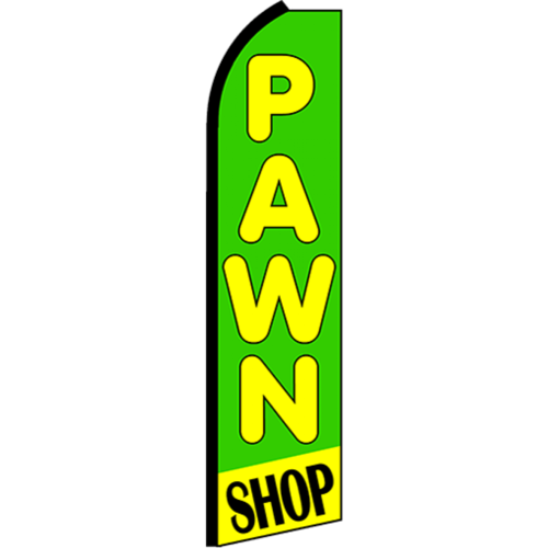 Pawn shop swooper feather banner sign flag