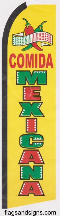 Comida Mexicana swooper feather banner sign flag yellow - Click Image to Close