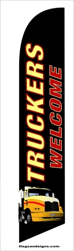 Truckers welcome swooper feather banner flag