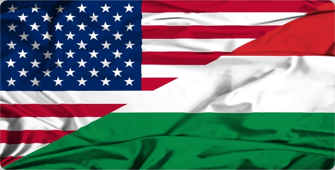 American Hungarian USA HU flags license plate